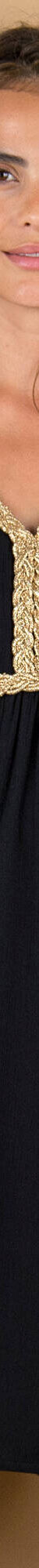 Robe courte col V, détails tressés dorés, crépon (noir) Robe courte col V, détails tressés dorés, crépon (noir)